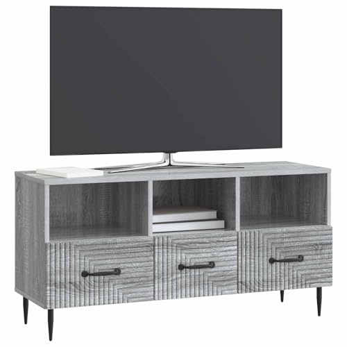vidaXL TV-Schränk Graues Sonoma 102 x 34,5 x 50 cm Holzwerkstoff, Wohnzimmer, Vintage Stil, rechteckige Medienkonsole, viel Stauraum für Moderne Heimorganisation