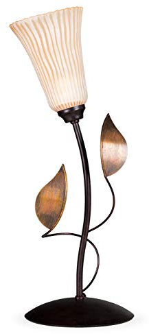 Helios Leuchten Florentiner Tischlampe antik-braun handbemalt, florale Lampe Leuchte Tischleuchte Landhaus-Stil, Schreibtischlampe Nachttischlampe