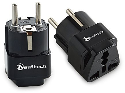 Neuftech 2X 4,8mm Universal weltweit Adapter Welt zu Europa Reisestecker auf DE Schuko Steckdose zum Anschluss ausländischer Geräte Stecker z.B. EU UK USA AUS,China,Japan usw.