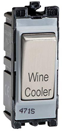 Varilight Brushed Steel Powergrid Engraved Module 20 Amp 1-Way Double Pole Switch 'Wine Cooler'