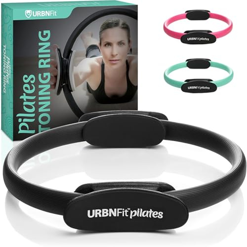 URBNFit Pilates Ring - 12 Magic Circle w/Dual Grip, Foam Pads for Inner Thigh Workout, Toning, Fitness & Pelvic Floor Exercise - Yoga Rings w/Bonus Exercise Guide