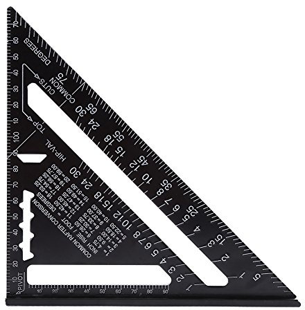 Zimmermannswinkel Winkelmesser 7metrischer Aluminiumlegierungs-Oxidations-Dach-quadratischer Dreieck-Winkelmesser, schwarze Farbe(Schwarz) für präzisen Anreißen