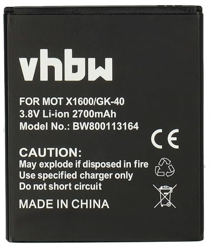 vhbw batteria compatibile con Motorola Moto XT1677, XT1700, XT1750, XT1755, XT1762, XT1767, XT1767PP smartphone cellulare (2700mAh, 3,8V, Li-Ion)