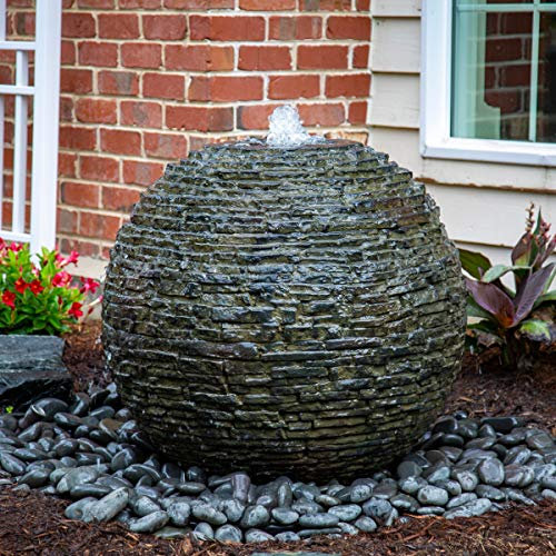 Aquascape Stacked Sphere Water Fountain, Resin, Slate Gray, S