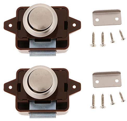 perfk 2 Pièces Verrou Bouton Poussoir pour Camping-Car, Camping Car, Placard, Armoires et Portes