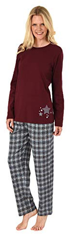 NORMANN-Wäschefabrik Damen Flanell Pyjama Mix & Match - Oberteil mit Sterne Motiv - auch in Übergrößen, 281 201 90 994