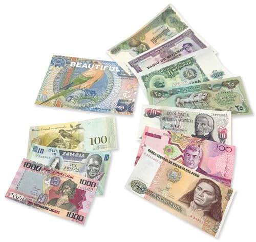 Die 10 schönsten Geldscheine der Welt - Banknoten Weltwährungs Sammlung - Altes Geld mit Echtheitszertifikat - Geld Scheine für Sammler & wissbegierige Kinder - Geldschein Kollektion