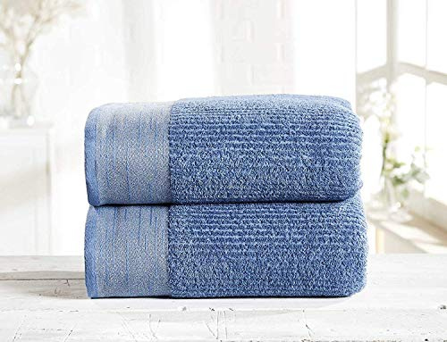 Rapport Pair of 100% Cotton Mayfair Combed Cotton Bath Sheets (Denim Silver)