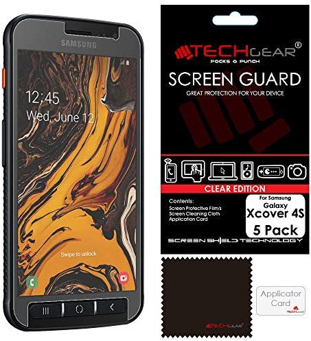 TECHGEAR [5 Pack] Screen Protectors for Galaxy Xcover 4S, CLEAR LCD Film Screen Protectors Cover Guards Compatible with Samsung Galaxy Xcover 4s