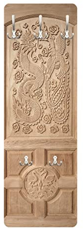 Bilderwelten Garderobe - Geschnitzte asiatische Holztür aus Thailand, Größe HxB:105cm x 34cm