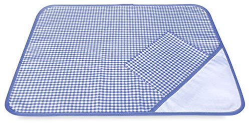 Tischdecke und Serviette für Kindergarten, kariert, aus Faden mit Aida-Stickerei – Hellblau