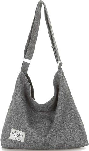 ZhengYue Damen Canvas Handtasche Schultertasche Casual Multifunktionale Umhängetaschen Groß für Schule Shopper Lässige täglich Grau