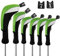 Andux Golfschlägerhauben für Golfschläger mit langem Hals (3 Hybrid + 3 Hölzer) (Schwarz/Grün), 6 Stück