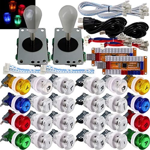 SJ@JX Arcade Game LED Controller Lamp USB Encoder 2 Player Gamepad Microswitch Light Button 8way LED Joystick for Nintendo Switch PC PS3 Retropie Raspberry Pi MAME