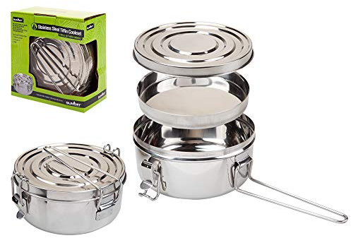 Stainless Steel Pot with Lid and Plate Ideal for Camping