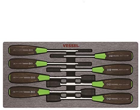 VESSEL WOOD-COMPO Non-Slip Hex Nut Driver 8PC. Set No.3808EVA Made in Japan by VESSEL