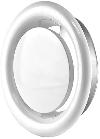 Steinberg14 White 200mm Air Exhaust Valve - 8 inch Extractor Fan Vent Cover - Round Adjustable Air Vent - Bathroom Diffuser - Wall Vent Cover - Ceiling Metal Ventilation Grille