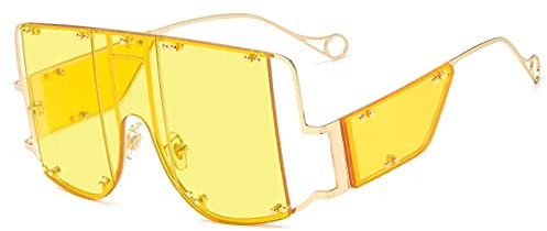 Sunglasses Modische Sonnenbrille Mode Metall Niet Sonnenbrille Frauen Übergroße Spiegel Quadrat Punk Sonnenbrille Männer