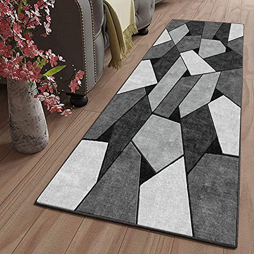 ZJXSNEH Tappeto Passatoia Corridoio Cucina Ingresso Antiscivolo Lavabile Vintage 40X180CM/15.72X70.74inches Rettangolo Piastrelle grigie
