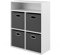 Vicco Bücherregal, Regal für Bücher, Weiß/Anthrazit, 72 x 90.2 cm mit 4 Faltboxen