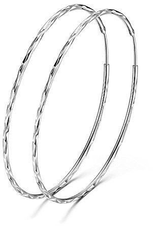 925 Sterling Silber Creolen Ohrringe poliert großen Kreis Endless Ohrringe für Frauen Mädchen (70mm Creolen Ohrringe)