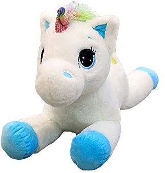 Trayosin Plüsch Einhorn Kuscheltier 40/60cm hoch Super Weiches Einhorn Kissen-Stofftier Süße Plüschtier für Kinder Mädchen Puppe Geschenk (Weiß Blau,60cm)