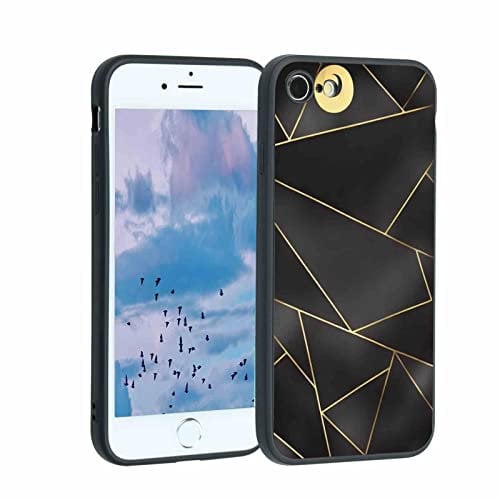 KARYOU Black-and-Gold phone case for iPhone 7 for Women Men Gifts,Soft silicone Style Shockproof - Black-and-Gold Case for iPhone 7