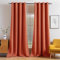 MIULEE Orange Brûlé Rideau Thermique Isolant Anti Froid et Chaleur 140X245 CM, Rideau Automne à Oeillets pour Maison Salon Chambre, Rideaux Occultant Fenetre Opaque, Panneaux de Rideaux Intérieurs