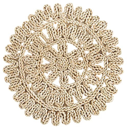 Rattan-Untersetzer,Platzset aus Seegras 38cm Rund Geflochten Tischsets Stroh Tischset Hochwertige Handgefertigte Platzdeckchen Tassenmatten Tischuntersetzer für Getränke, Teetassen Esstisch und Küche