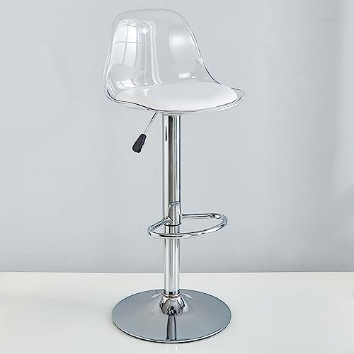 Bar Stühle Drehen Acryl Hocker Moderne Bistro Küche Barhocker mit Metall Fußstütze Chassis, einstellbar 60-80 cm 1 Pcs Transparent