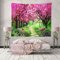 CHENGOR Baum-Blumen-Wandteppich Waldweg rote Kirschblüte Wandbehang Wandteppich Wohnzimmer Schlafzimmer Wohnheim Männerhöhle Hintergrund 150 x 100 cm
