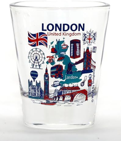 London England Sehenswürdigkeiten und Ikonen Collage Schnapsglas