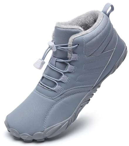 Mabove Barfußschuhe Winterstiefel Damen Traillaufschuhe Warm Gefüttert Winterschuhe Schneestiefel Boot(Blau,39 EU)
