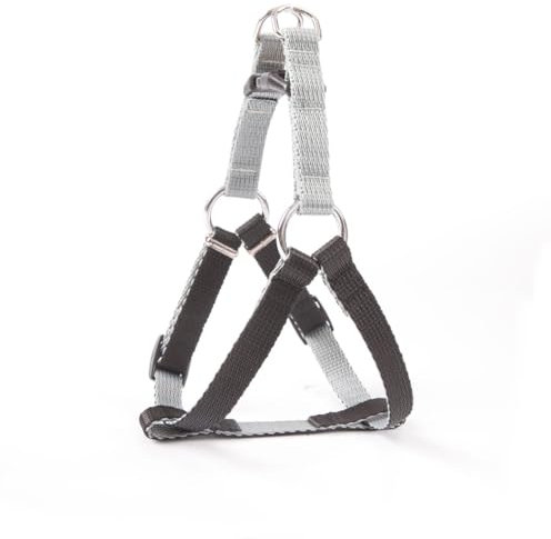 Dingo Hundegeschirr Walk-in/Step-in 'fred' Silver Twilight Hundegeschirre aus Band Große L Breite Band 2,0 cm Brustumfang 52-74 cm Schwarz-Grau 94457