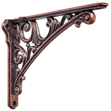 Khtumeware Regalhalterung, 20,3 cm, dekorative Halterungen für Regale, robuste Vintage-kunstvolle Regalhalterung, Hardware im Lieferumfang enthalten, 4 Stück, antikes Kupfer-Finish, 20 x 14 x 4,4 cm