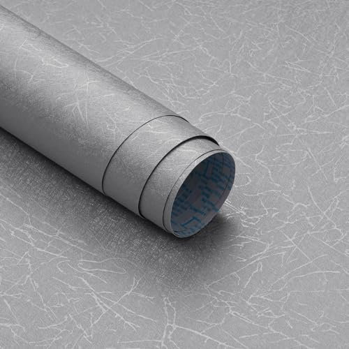 CiCiwind Peel and Stick Wallpaper Silver Silk Wallpaper 44×300cm Self Adhesive Contact Paper Thicken Sticky Back Plastic Waterproof Living Room Bedroom Kitchen Wall Furniture Decorative Vinyl Film