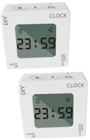 ABOOFAN 2St vibrationswecker batteriebetrieben Flash Light blitzlicht flashpo led stroboskop blinkende Lichter glitzerlampe elektronischer Wecker Countdown-Uhr Mini Timer Weiß