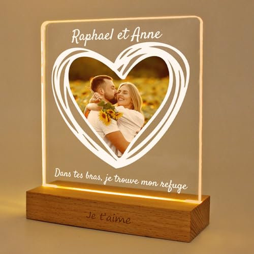 LASERO' Personalisierte Lampe mit Foto - Personalisierte Geschenke Männer und Frauen - Herz Lampe Fotogeschenk Jahrestag Geburtstag