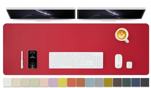 Große Schreibtischunterlage, 120 x 43 cm, rutschfeste PU-Schreibtischunterlage für Büro und Zuhause, ideal für große Mauspads und Schreibtischunterlagen auf dem Schreibtisch (Rose Rot)