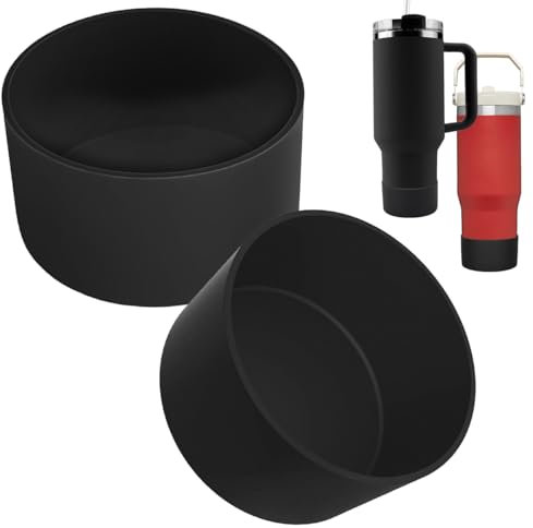 2 Pcs Black Boot Sleeve for Stanley Quencher 40oz 30oz Stanley Tumbler with Handle, for IceFlow 20oz 30oz, Protective Bottle Cup Bottom Bumper Cover and Compatible with Hydro Flask 12oz 21oz 24oz