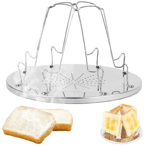 Tostadora Plegable de Acero Inoxidable para Estufa de Gas - 4 Rebanadas - Camping, Cocina, Picnic y Aire Libre