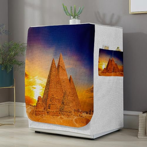 Highdi Housse de Protection pour Machine à Laver, Chargement Frontal Housse La Poussière avec Ouverture Frontale pour Linge Domestique (Désert,Capacité L 10.5~12KG)