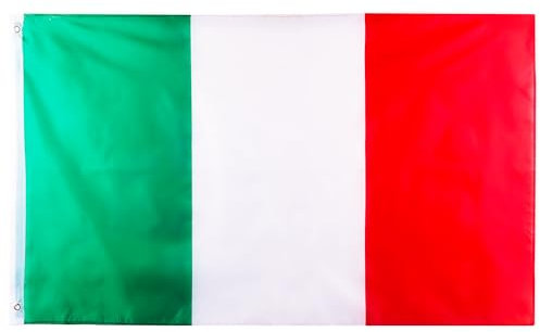 Grand drapeau italien en polyester double face - Œillets en laiton pour décorations italiennes, rugby des six nations, fêtes de football de la Coupe du monde, extérieur et intérieur - Grand drapeau de