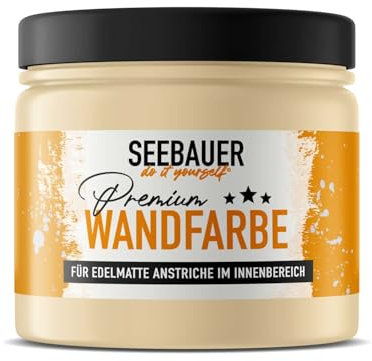SEEBAUER diy Wandfarbe Beige 300ML für Innen (No. 404 Banana Split) Edelmatte cremebeige Innenfarbe - Beigetöne sehr hohe Deckkraft - Matt, Abwaschbar und Tropffrei