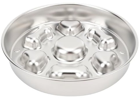 Pet Slow Feeder Dog Bowl, Slow Eating Dog Bowl, Stainless Steel Feeding Bowl, 2 Cups, 4 mm Thick, Non-Slip, Improved Health, Dog Food, Slow Feeding (Round Shape