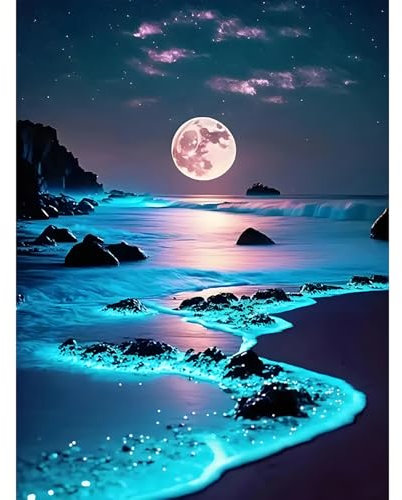 DPIDEA Diamond Painting Mond, Diamant Painting Bilder für Erwachsene, 5D Diamant Malerei Runde Steine für Zuhause Dekor 30x40 cm