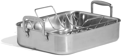 Made In Cookware - Stainless Clad Roasting Pan - 3-Ply Stainless Clad - Professional Cookware - Crafted in Thailand