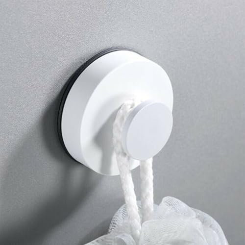 Gancio da parete per cucina e bagno, con ventosa riutilizzabile, design anticaduta, colore bianco