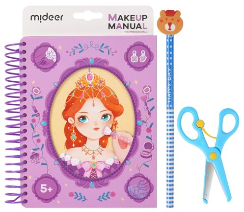 Aomig Anziehspielset 39Pcs Prinzessinnen Anziehspiel Schminkspiel Papier Makeup Spiel Mädchen Papier-Make-up-Spielzeugset Modedesign Bastelset DIY Spielzeug für Kinder Girls Geschenke 4~8 Jahre (A)