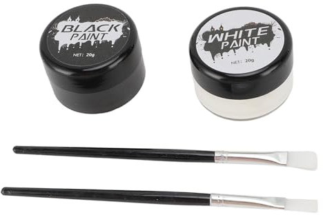 Set de Pintura Corporal Facial en y Negro para Maquillaje de Festival, Disfraces de Payaso y Zombis